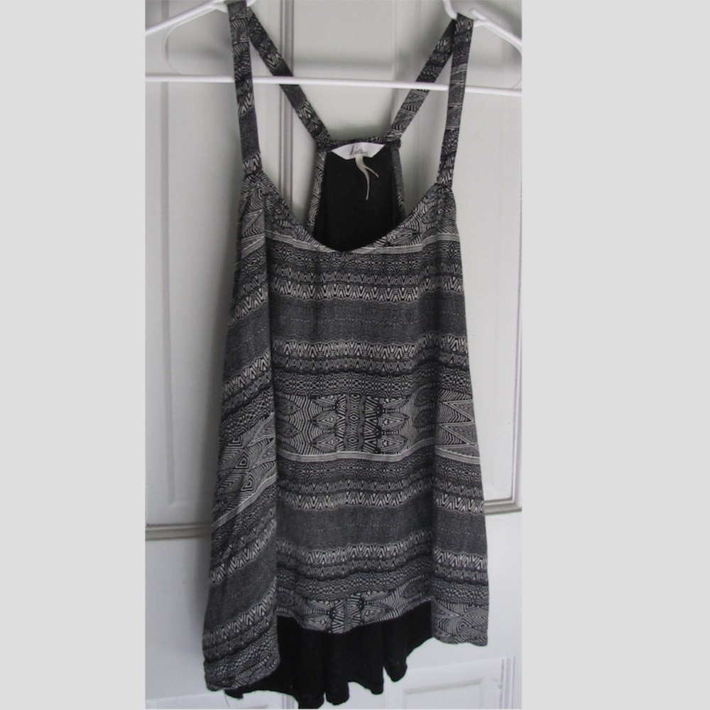 Black/white tribal tank top